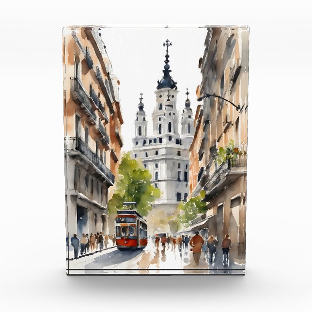 Madrid Aquarellkunst Fotoblock (Vorderseite)