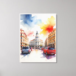 Madrid Aquarellkunst Leinwanddruck