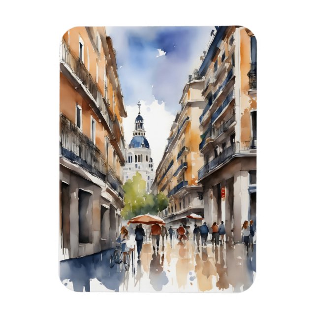 Madrid Aquarellkunst Magnet (Vertikal)