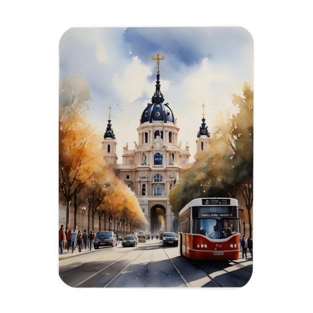 Madrid Aquarellkunst Magnet (Vertikal)