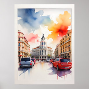 Madrid Aquarellkunst Poster