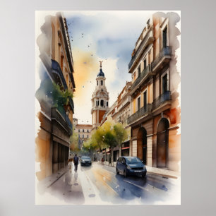 Madrid Aquarellkunst Poster