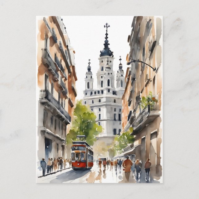 Madrid Aquarellkunst Postkarte (Vorderseite)