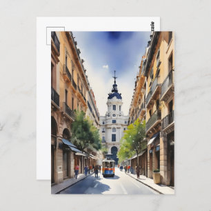 Madrid Aquarellkunst Postkarte