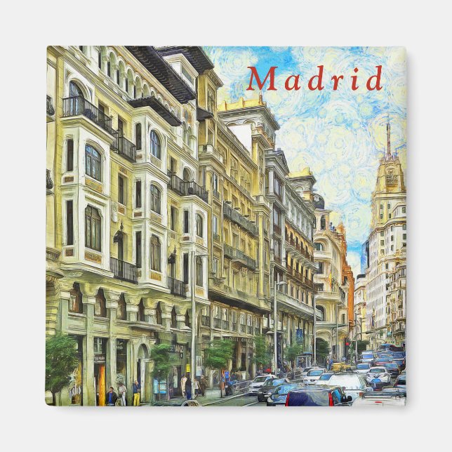 Madrid. Architektur von Gran Vía. Magnet (Vorne)