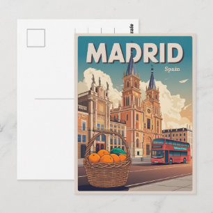 Madrid Bus Spanien Vintage Reisemitbringsel, Gesch Postkarte