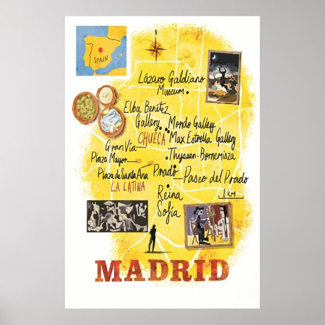 Madrid, Carte, Poster Voyage (Devant)