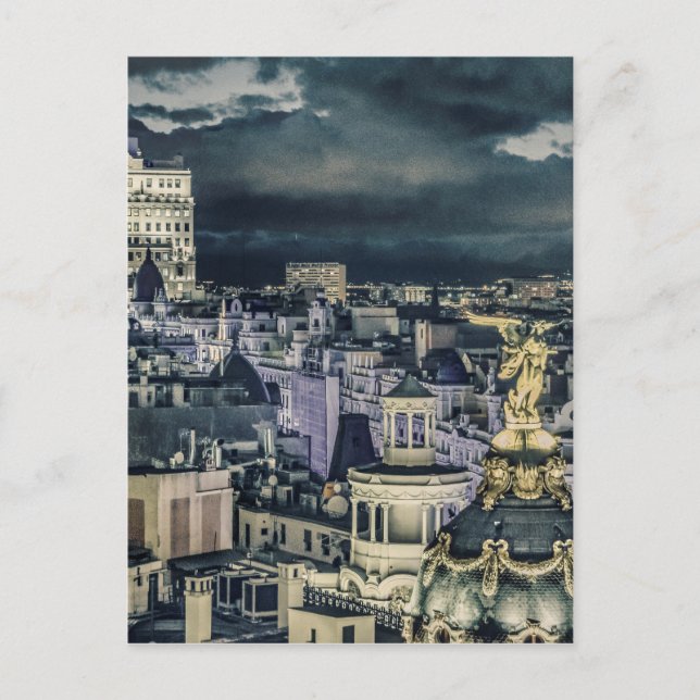 Madrid City Night Scene Aerial View Postkarte (Vorderseite)