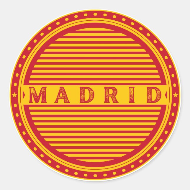 Madrid City Pride Emblem – Spanish Identity Runder Aufkleber (Vorderseite)