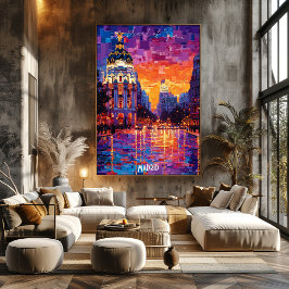Madrid City Skyline Poster - Ikonische spanische K