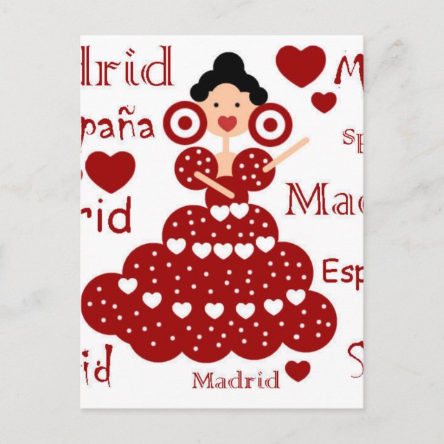 Madrid España muñeca flamenca Postkarte (Vorderseite)