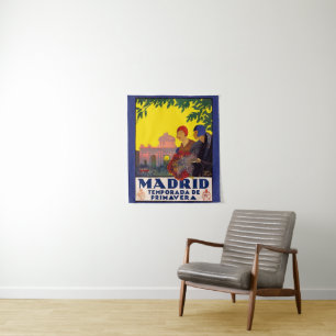 Madrid Frühlingszeit - Vintage Reise Kunst Wandteppich