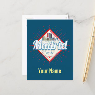Madrid Hauptstadt Spanien Retro Skyline Vintag Feiertagspostkarte