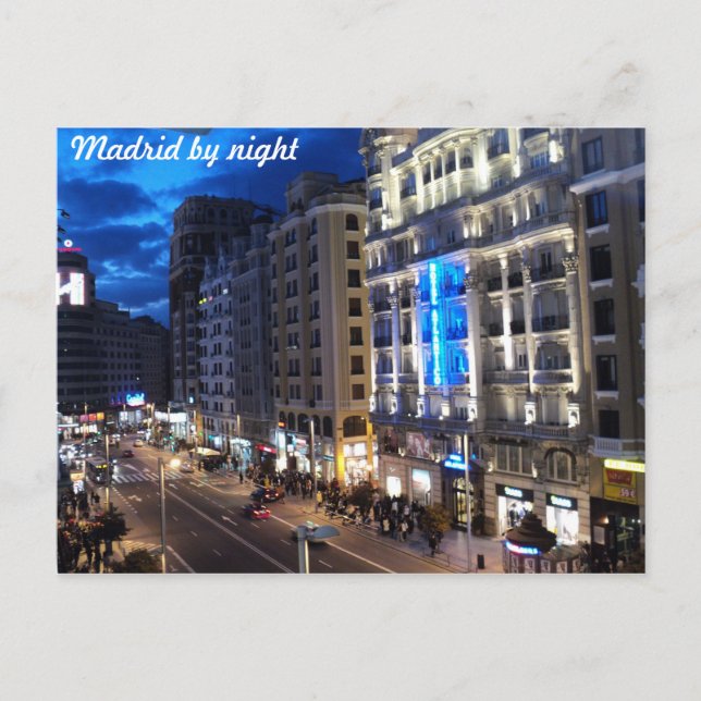 Madrid in der Nacht Postkarte (Vorderseite)