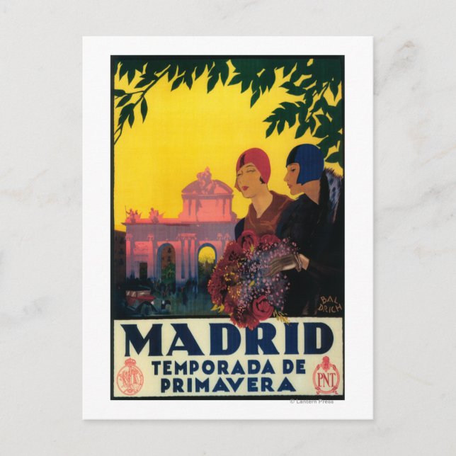 Madrid in Springtime Travel Promotional Poster Postkarte (Vorderseite)