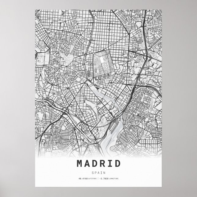 Madrid Kartografie Stadtkarte Poster (Vorne)