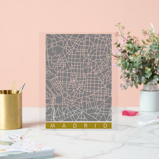 Madrid map acrylschild (Hochzeit)
