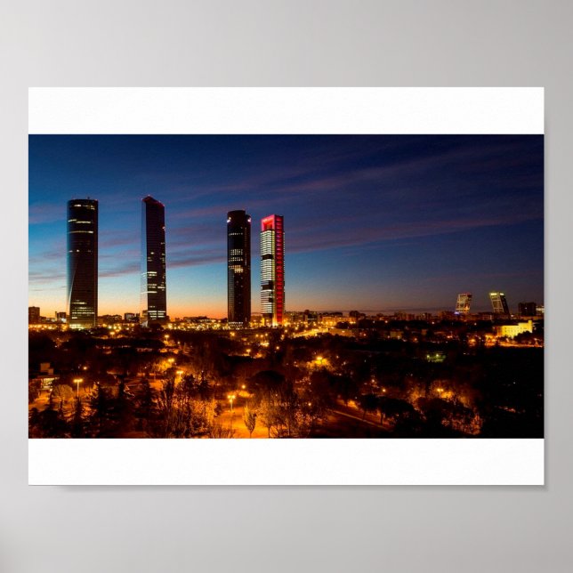 Madrid Night Skyline Poster (Vorne)