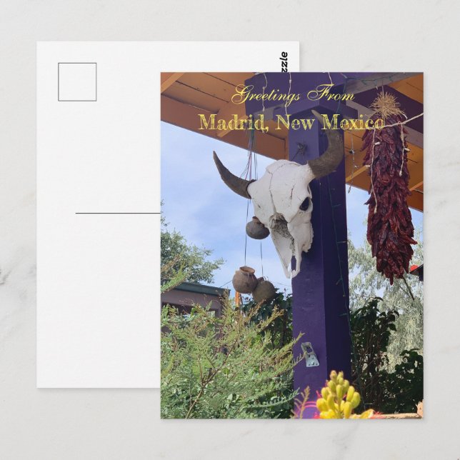 Madrid NM Bull Skull Red Chile ristra Postkarte (Vorne/Hinten)