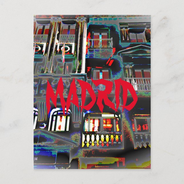 Madrid por la noche en la Gran Vía (Spanien) Postkarte (Vorderseite)