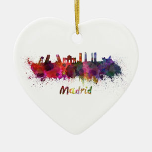 Madrid skyline im Watercolor Keramikornament