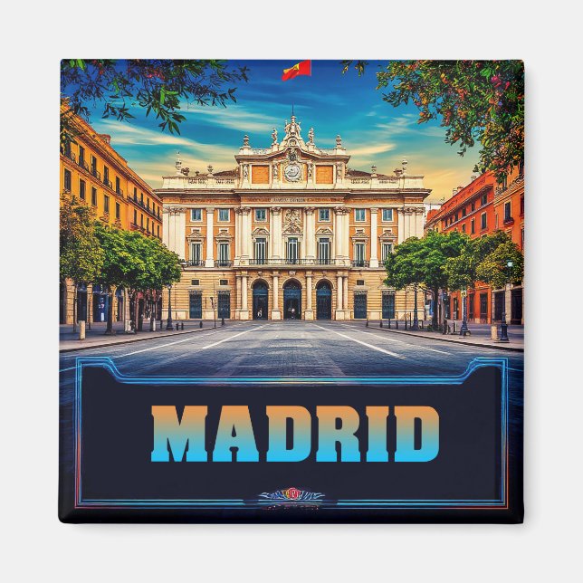 🧲 Madrid-Skyline Urlaubserinnerung Spanien 🌇 Magnet (Vorne)