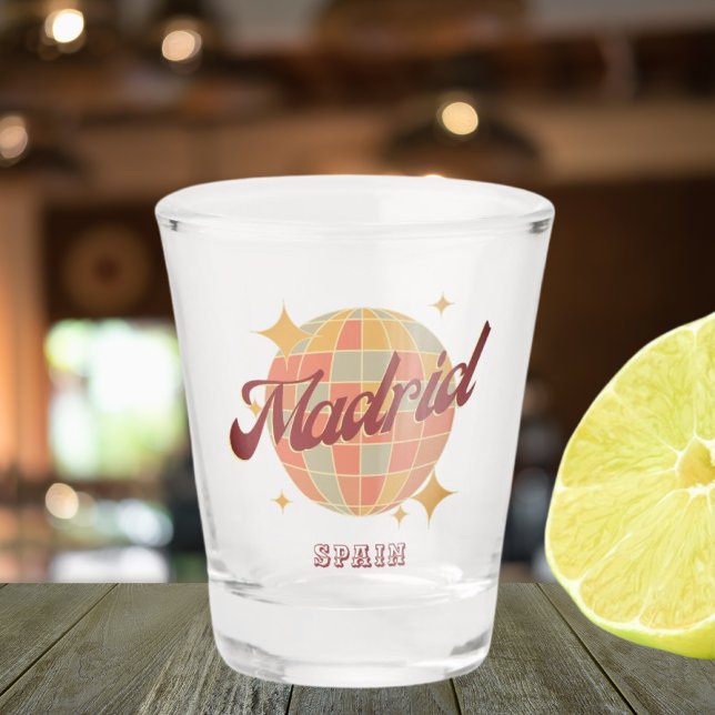 Madrid Spain Disco Ball Retro Vintag Schnapsglas (Von Creator hochgeladen)