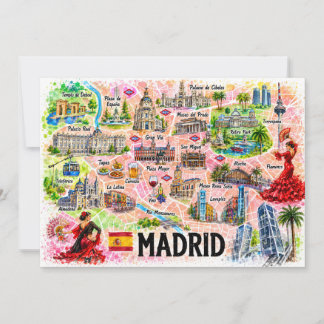 Madrid Spanien Aquarell-Reisekarte Postkarte