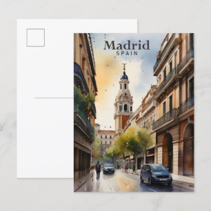 Madrid Spanien Aquarellbilder Reisen Postkarte