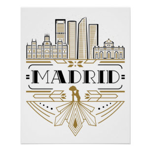 Madrid Spanien Art Deco Souvenir Ästhetik Poster