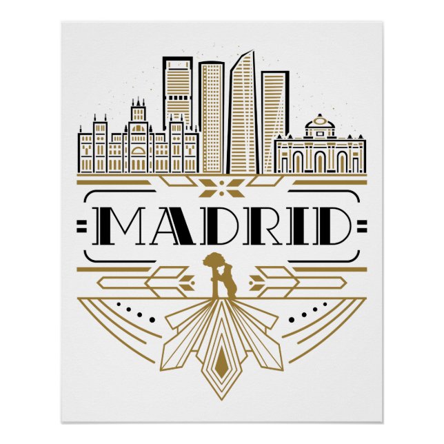 Madrid Spanien Art Deco Souvenir Ästhetik Poster (Vorderseite)