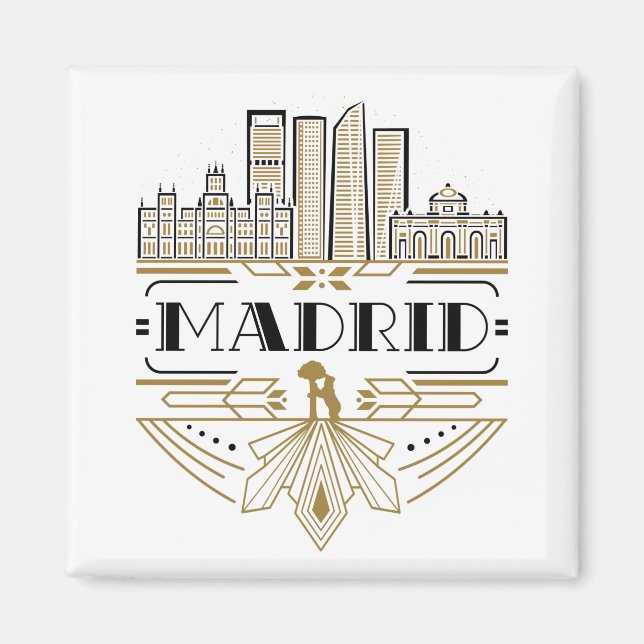Madrid Spanien Art Deco Souvenir Magnet (Vorne)