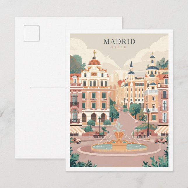 Madrid Spanien Art Vintage Reisen Illustration Postkarte (Vorne/Hinten)