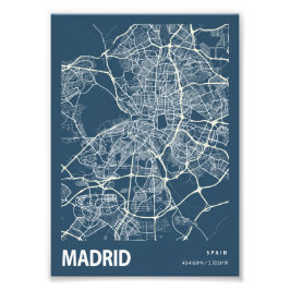 Madrid - Spanien Blueprint City Map Fotodruck