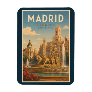 Madrid Spanien Cibeles-Brunnen Illustration Reise Magnet