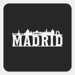Madrid Spanien City Skyline Cityscape Funny Gesche Quadratischer Aufkleber