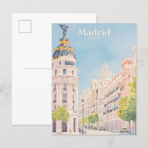 Madrid Spanien Gouache-Malerei-Illustration Reise Postkarte