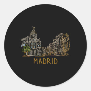 Madrid Spanien Handzeichen Runder Aufkleber