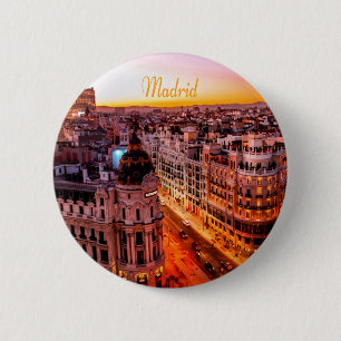 Madrid Spanien Hauptstadt Skyline Button