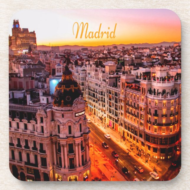 Madrid Spanien Hauptstadt Skyline Getränkeuntersetzer (Vorderseite)