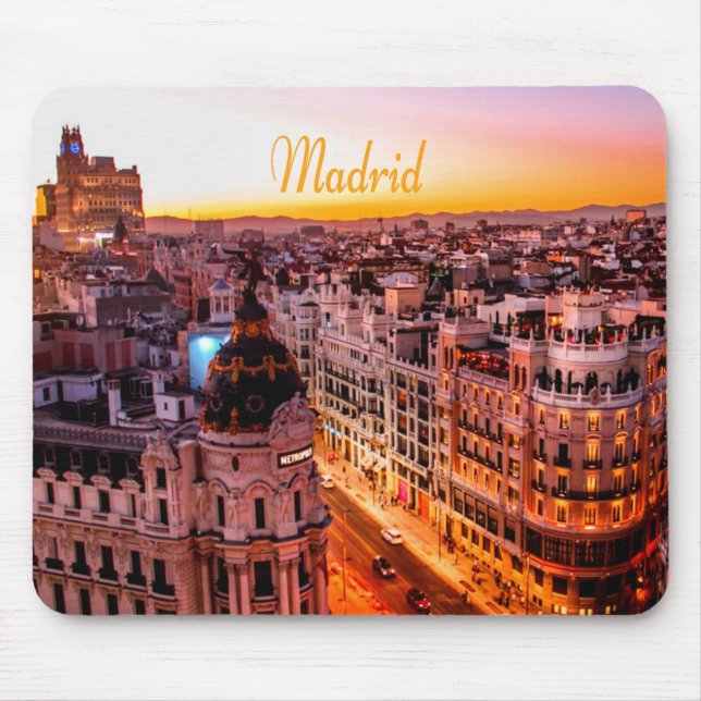 Madrid Spanien Hauptstadt Skyline Mousepad (Vorne)