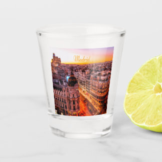 Madrid Spanien Hauptstadt Skyline Schnapsglas