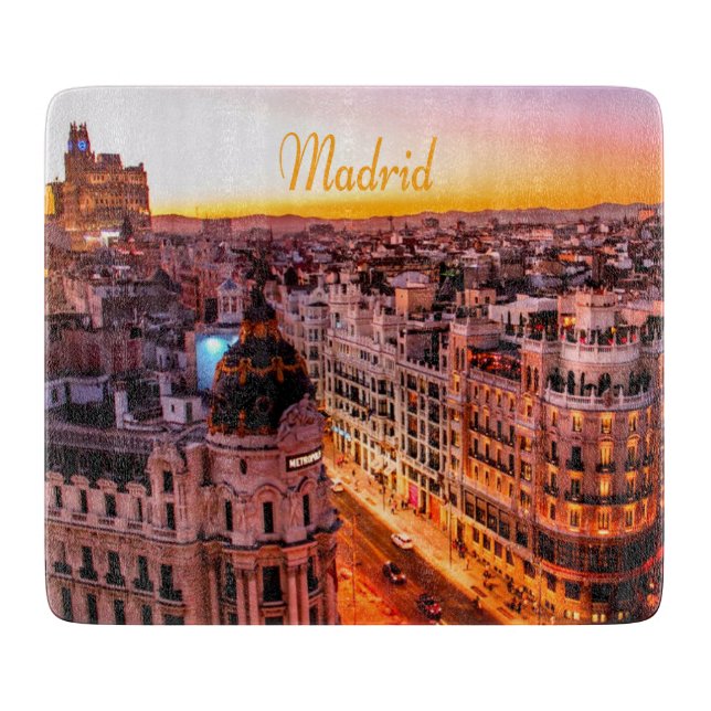 Madrid Spanien Hauptstadt Skyline Schneidebrett (Vorderseite)