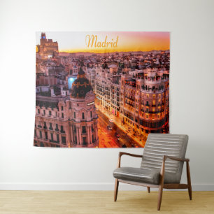 Madrid Spanien Hauptstadt Skyline Wandteppich