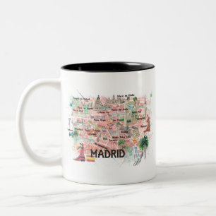 Madrid Spanien Illustrierte Karte mit Hauptstrasse Zweifarbige Tasse