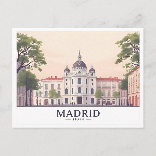 Madrid Spanien Königlicher Palast Pastell Reisedes Postkarte (Vorderseite)