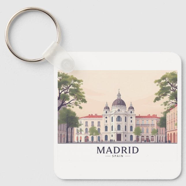 Madrid Spanien Königlicher Palast Pastell Reisedes Schlüsselanhänger (Vorderseite)
