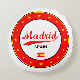 Madrid, Spanien, Kreis, weiß Rundes Kissen