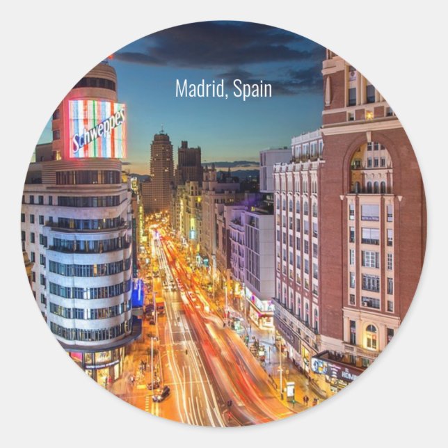 Madrid, Spanien landschaftliches Foto Runder Aufkleber (Vorderseite)