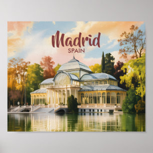 Madrid Spanien Palacio de Cristal Aquarell Reise Poster
